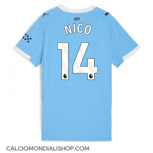 Maglie da calcio Manchester City Nico Gonzalez #14 Prima Maglia Femminile 2025-26 Manica Corta